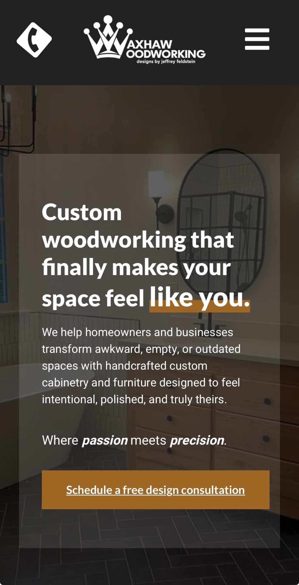 Client website shown on mobile